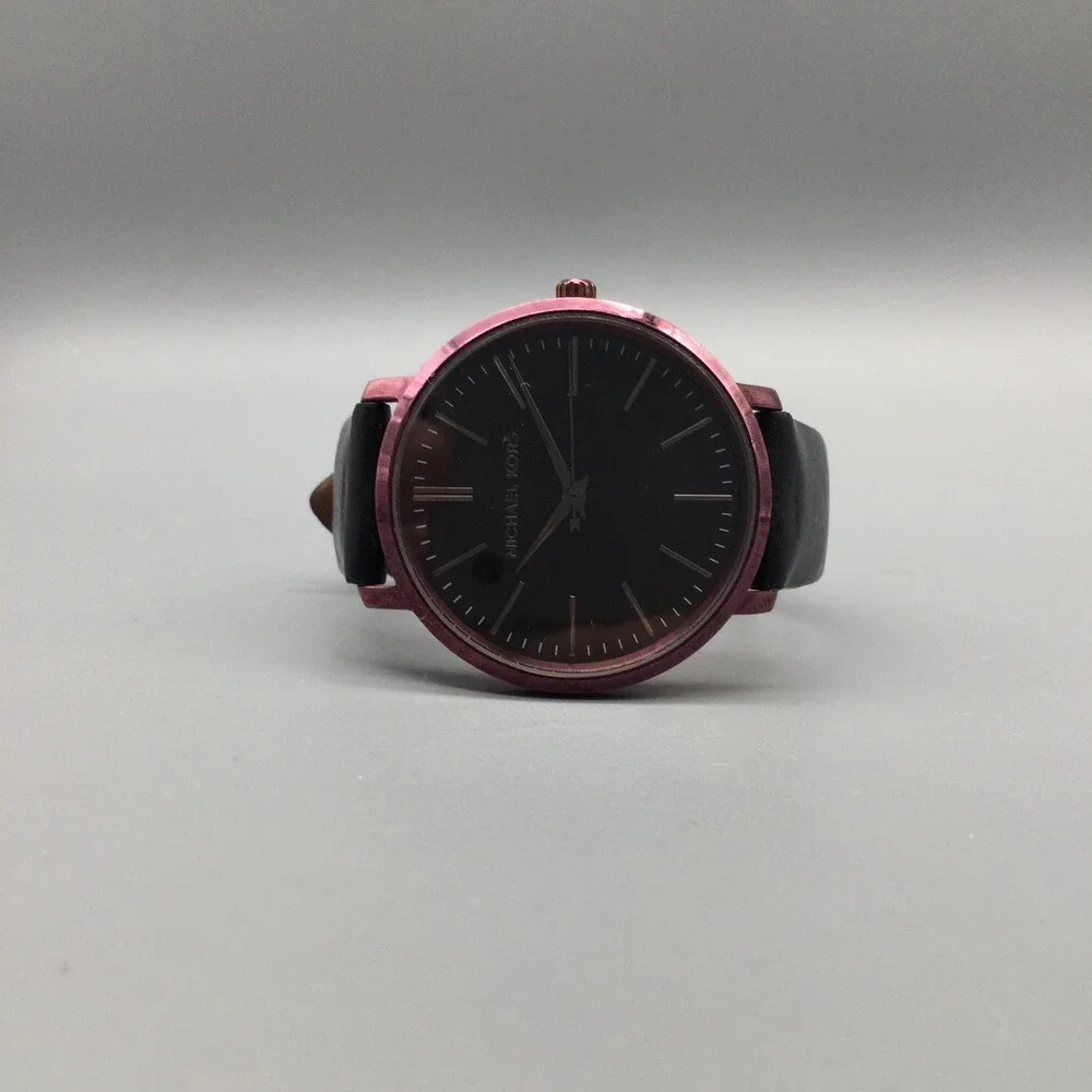 Michael Kors Jaryn Womens Watch 38mm Black Dial Purple Case Leather MK-2646 - Picture 6 of 15